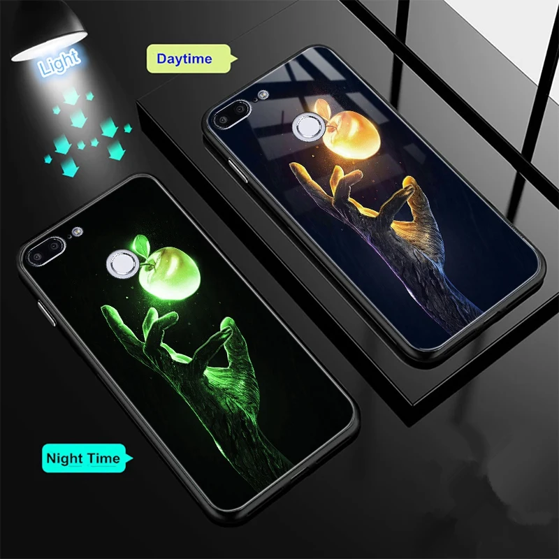 Luminous Glass Case For Huawei Honor 9 Lite P20 Mate 20 P Smart On 10 8X Play 7C 7A Pro |