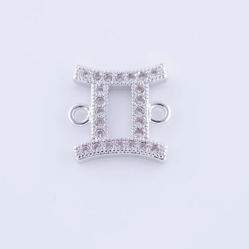 

5pcs Fashion Jewelry Zircon Gemini Charms For Jewelry Making Handicraft Copper Micro Pave Czech Charms Connectors Diy Berloque
