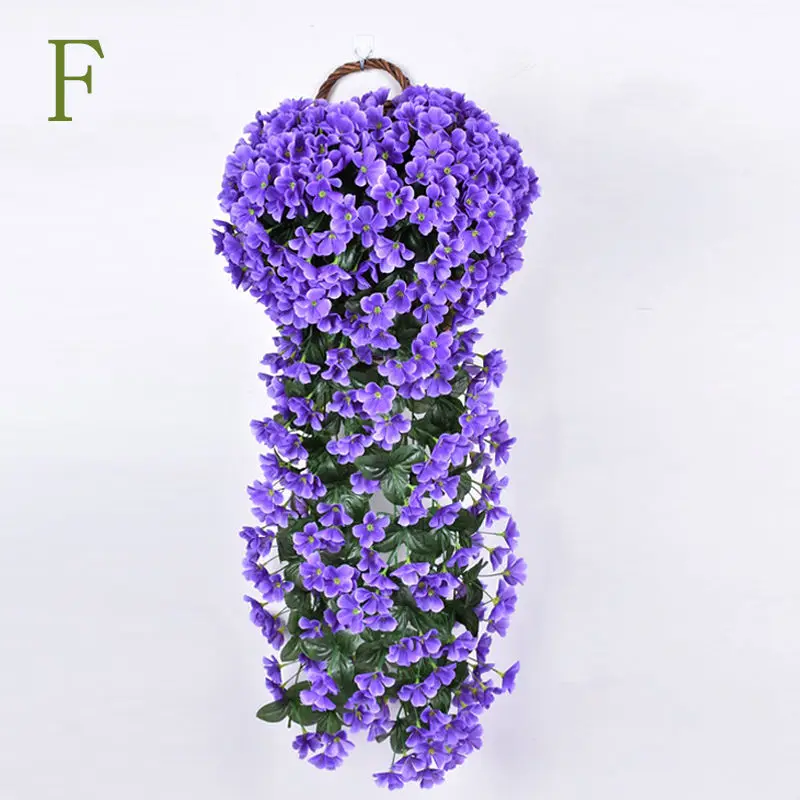 F DIY красочные искусственные шелковые фиолетовые плюща Висячие Цветы для гирлянды настенные Висячие растения Свадебные вечерние украшения для дома и сада - Цвет: F