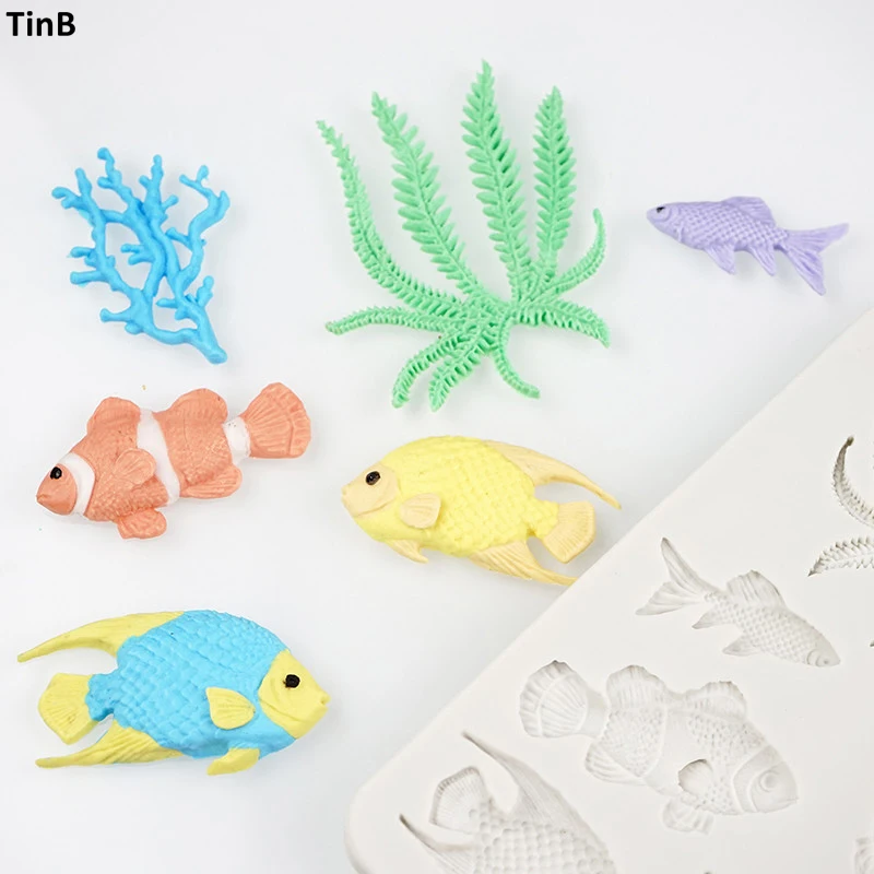 Горячая 3D морская Коралловая рыба морские водоросли торт формы декорации