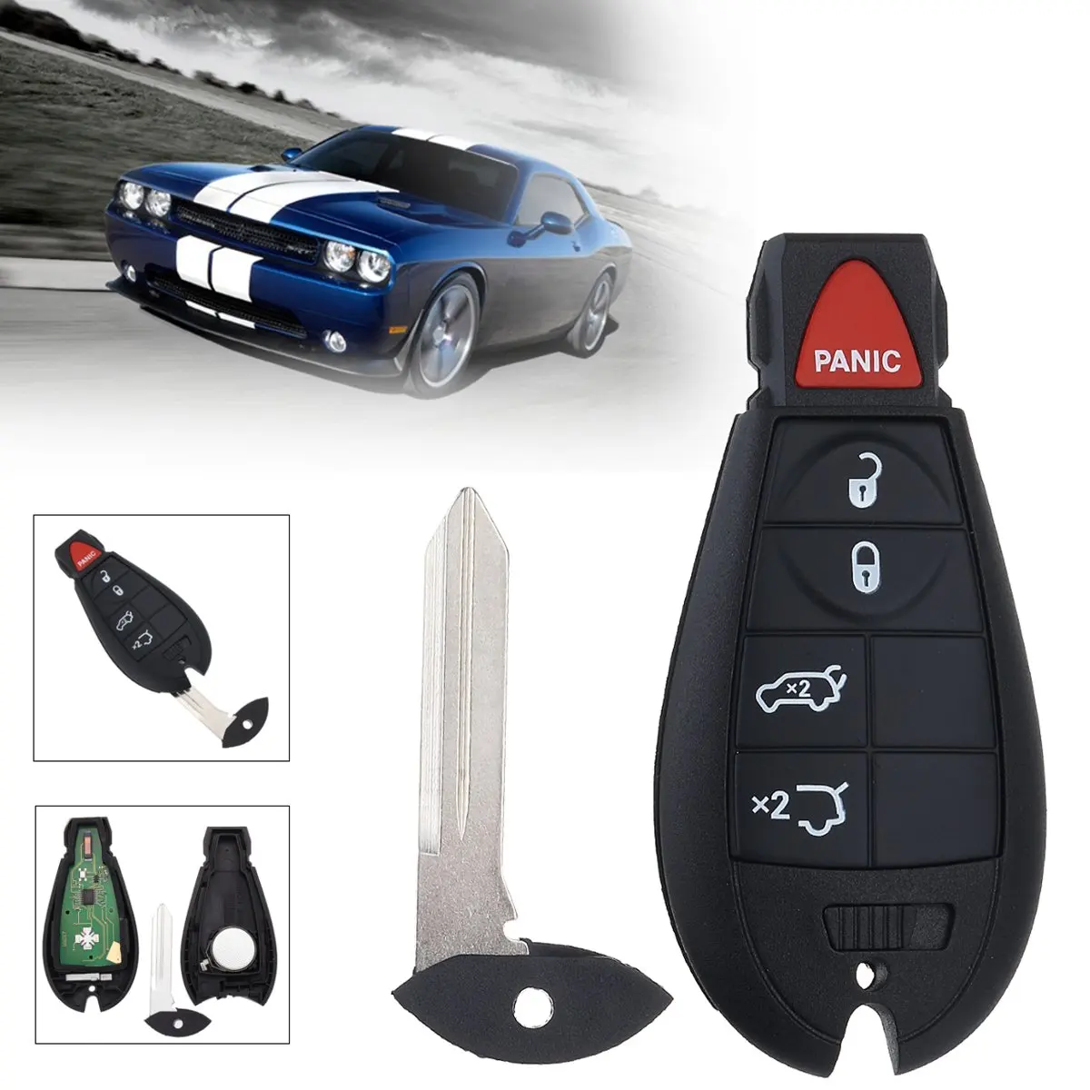 RK CHY FBK 10 5 + 2 кнопки дистанционного ключа Fob чехол с чипом для Jeep Grand Cherokee & Commander 2008