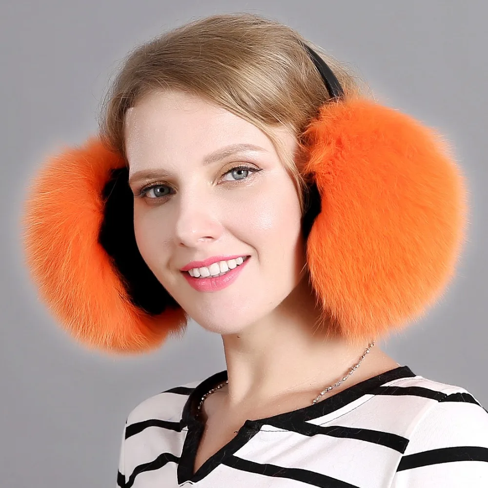 womens earmuffs Real fox fur and rex rabbit winter comfortable warm wearing headphones ear ladies | Аксессуары для одежды