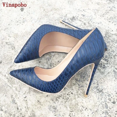 10cm Vinapobo/Женская обувь из натуральной кожи г. весенние туфли-лодочки на высоком каблуке женские свадебные туфли телесного цвета с принтом змеи, большие размеры 43 - Цвет: 10cm