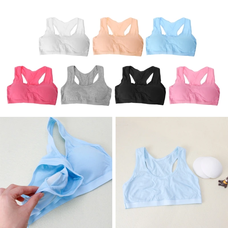

NEW Cotton Young Girls Kid Underwear For Sport Wireless Small Training Puberty Bras
