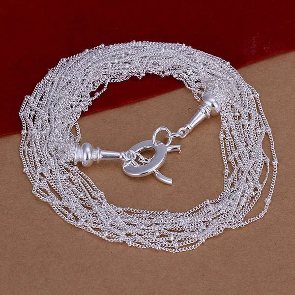wholesale fine 925-sterling-silver necklace fashion jewelry chain multi-line necklaces &amp pendants women men collar SN019 | Украшения и