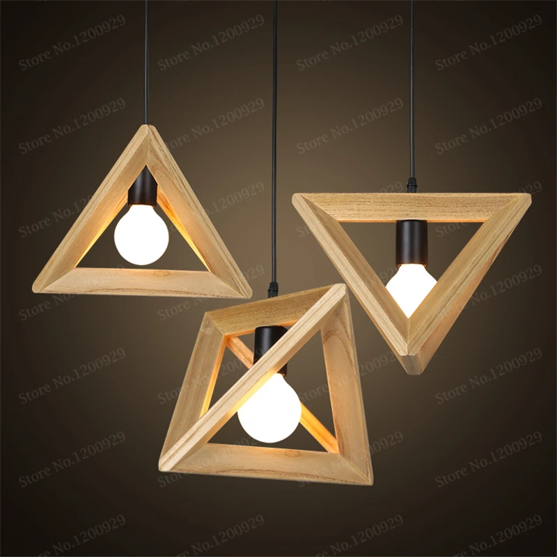 Modern Wood Pendant Lights E27 Vintage Light Lamps for Restaurant Bar Coffee Dining Room LED Hanging Fixtures | Освещение