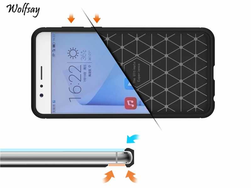 Wolfsay Case For Huawei Honor 8 Cover Soft TPU Brush Rugged Armor Fundas Phone |