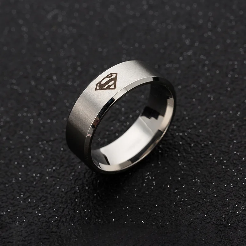 Trendy Laser Print Superman Rings for Men Black Blue Gold High Quality Stainless Steel Ring Dropshipping SP264 | Украшения и