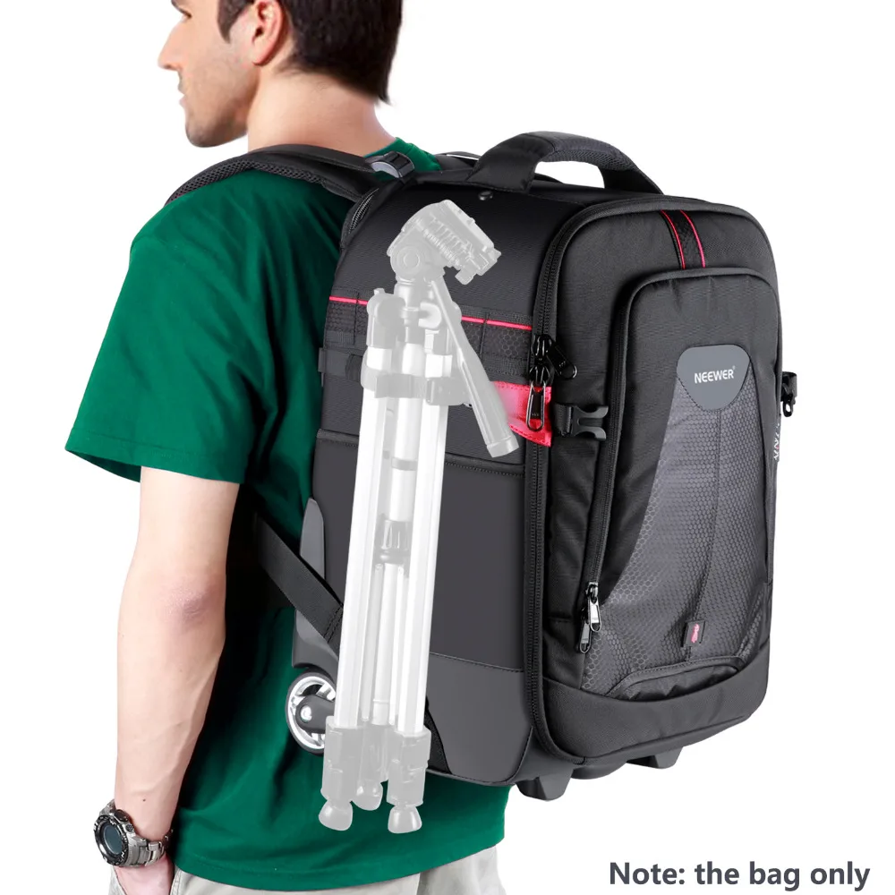 neewer rolling camera backpack trolley case anti shock detachable padded compartment hidden pull bar durable waterproof free global shipping