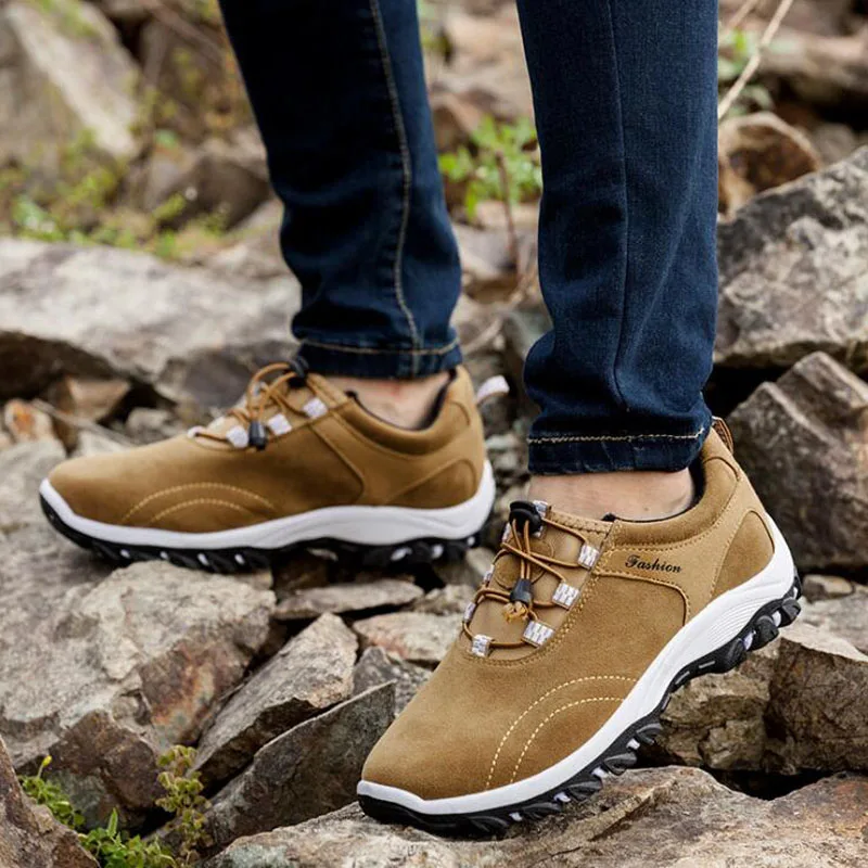 Spring New Fashion Quality Leather Man Shoes Adult Outdoor Hiking Sneakers Male's Waterproof Casual Sports Walking shoes | Обувь
