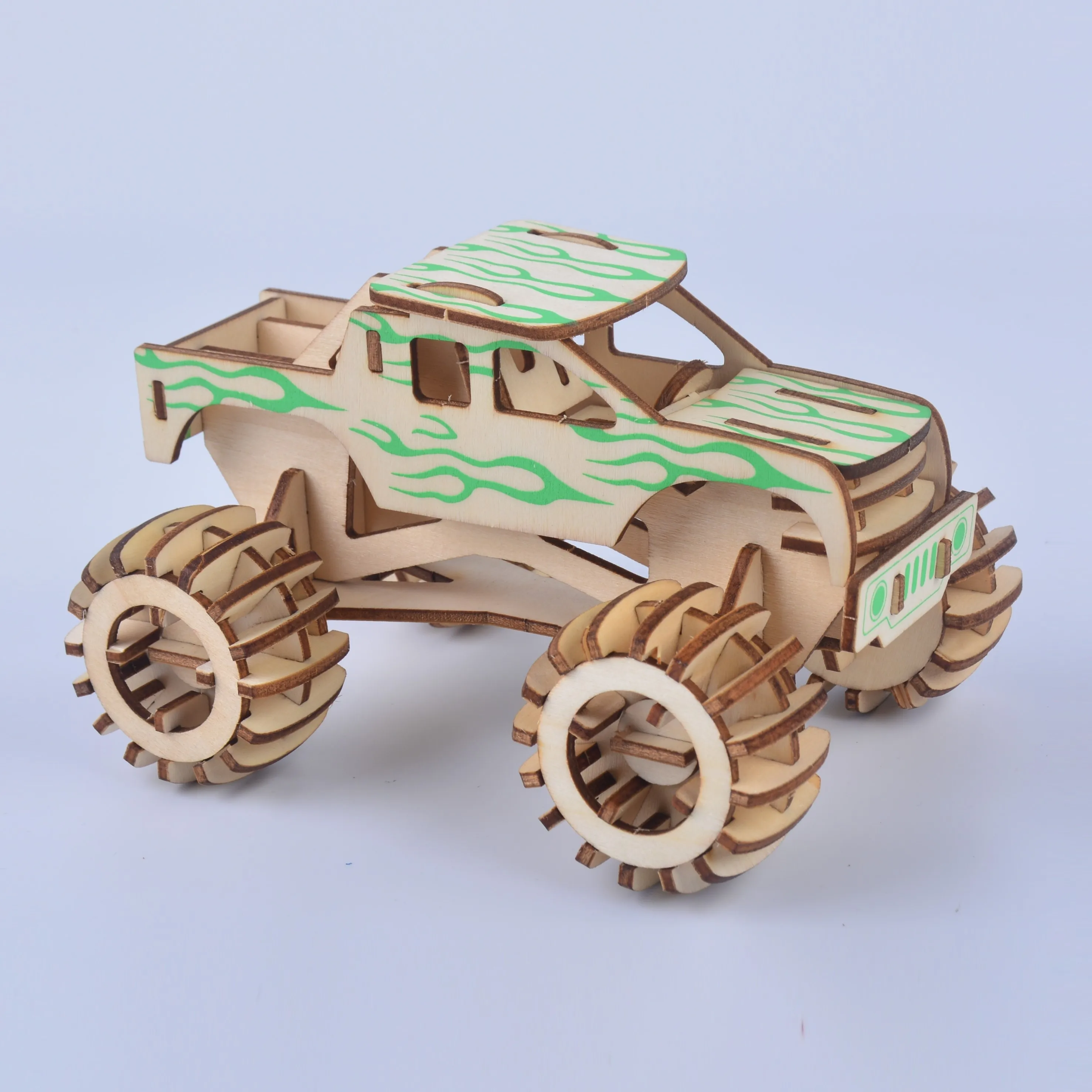 Лазерная резка 3D деревянная головоломка автомобиль монстр грузовик DIY набор