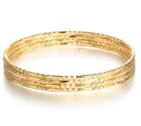 4pcslots wholesale carved plain yellow gold filled womens bangle unopenable 60mm