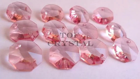 100 шт. 14 мм Восьмиугольные бусины из розового стекла в 1 отверстии/2 отверстия