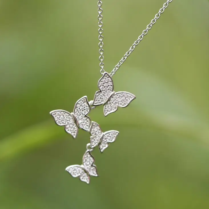 Женское Ожерелье бабочка Jisensp свадебное ожерелье с несколькими цирконами - Фото №1