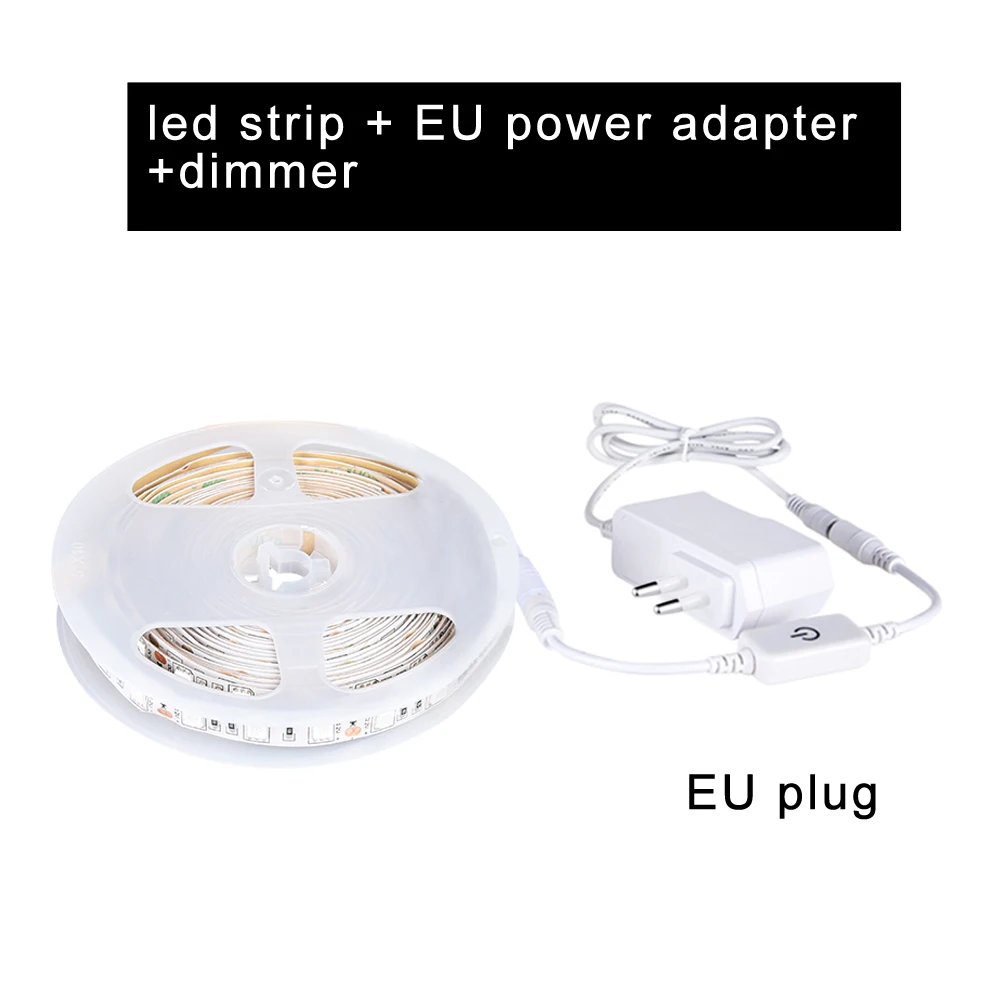 EU plug set dimmer Полный спектр Светодиодная лента для выращивания растений Фито лампа 1-5 м IP33 IP65 водонепроницаемая красная синяя лента для выращивания палаток DC 12 В адаптер питания - Испускаемый цвет: EU plug set dimmer