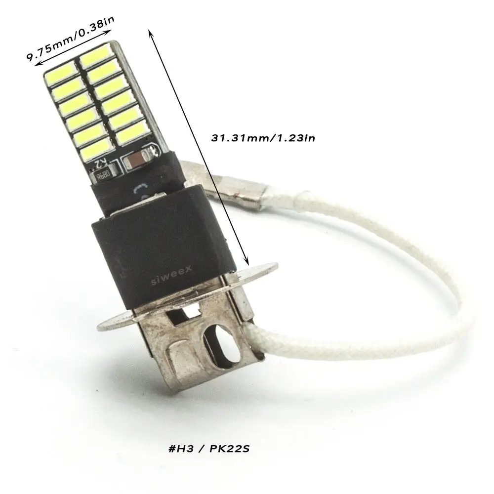 1 шт. H3 PK22S 24 4014 автомобисветодиодный светодиодная SMD DC 12 В белая