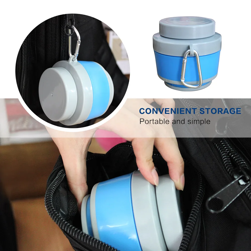Складная пластиковая кружка для поездок с карабином портативная Спортивная