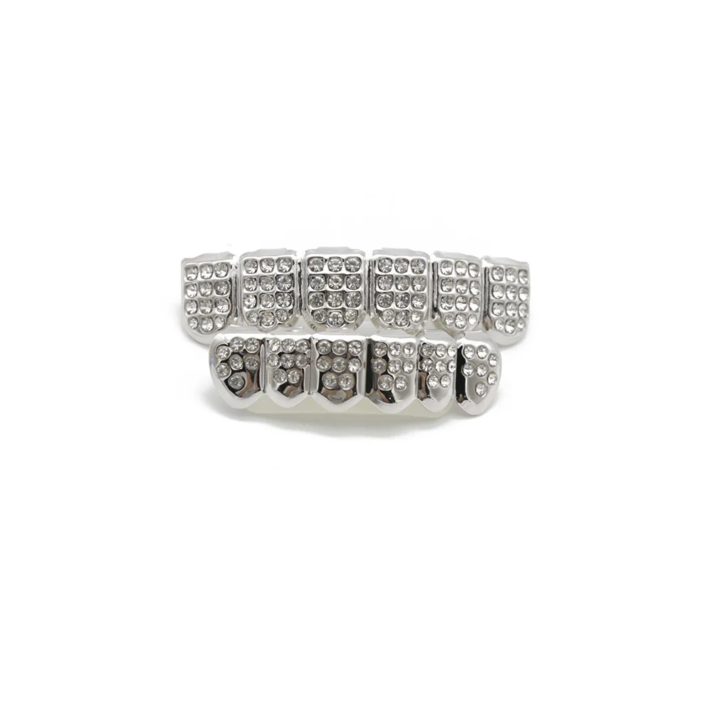 Золото Серебро Iced Out CZ Зубы Grillz Лучшие Нижние Мужчины Женские Ювелирные Новые |