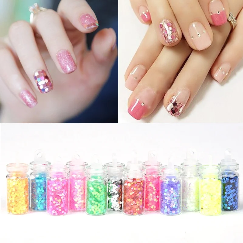 12 шт./компл. мини бутылка Блестящий Порошок для дизайна ногтей пылезащитный
