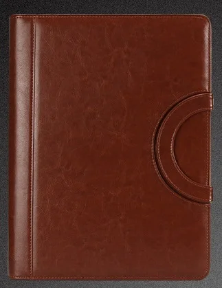 Коричневый A4 кожа Портативный Документ сумка Padfolio Manager папка для файлов на молнии Бизнес Портфели с ручкой калькулятор - Цвет: Коричневый