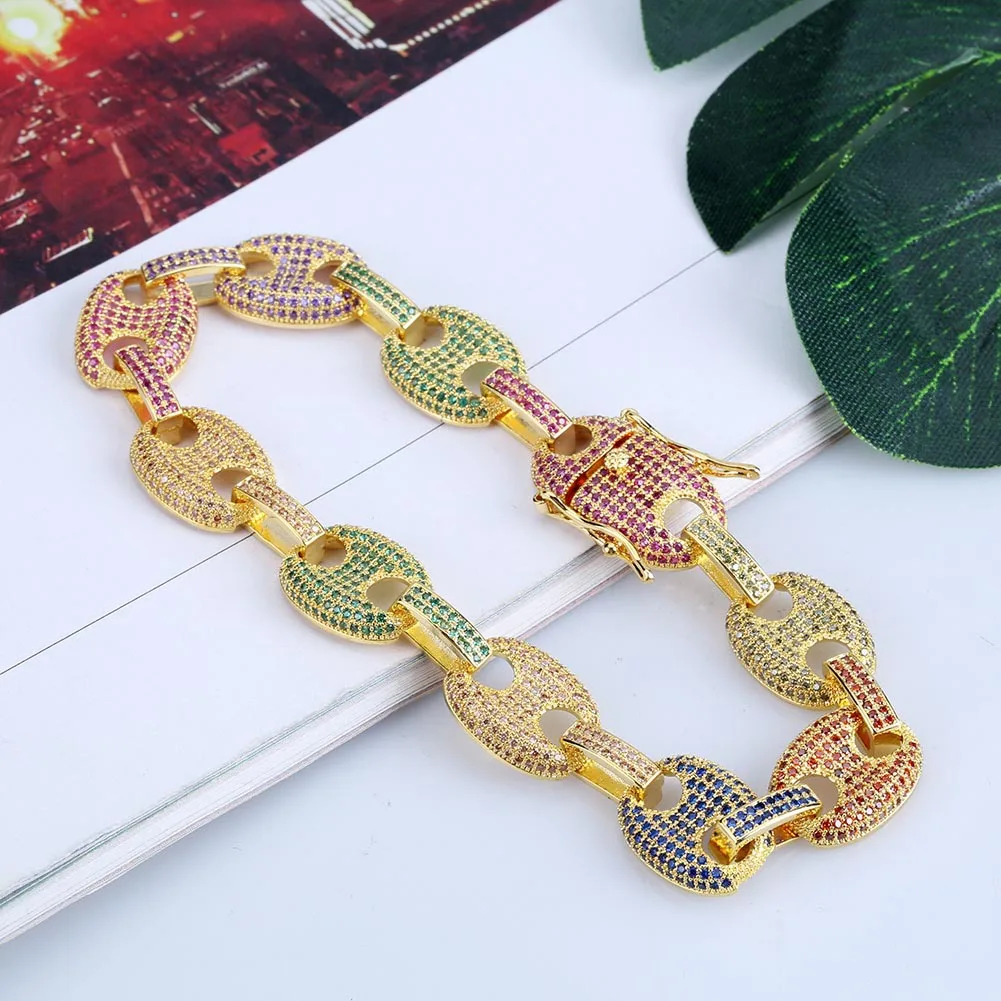 9 мм для мужчин массивный Iced Out Циркон Майями кубинская ссылка браслет копыто Bling хип хоп ювелирные изделия золото серебро AAA CZ кубинская цепь браслеты