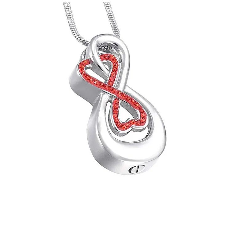 T005S Shiny Crystals Inlay Elegant Infinigy Love Urn Necklace for Women 316L Stainless Steel Cremation Jewelry Pendant Ashes | Украшения и