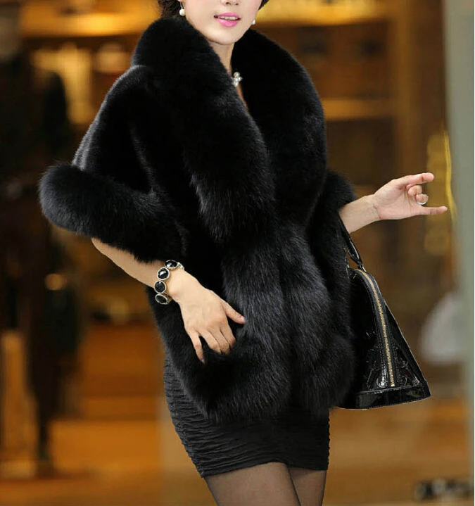 Новинка огромная Роскошная шаль из искусственного меха свадебная накидка для