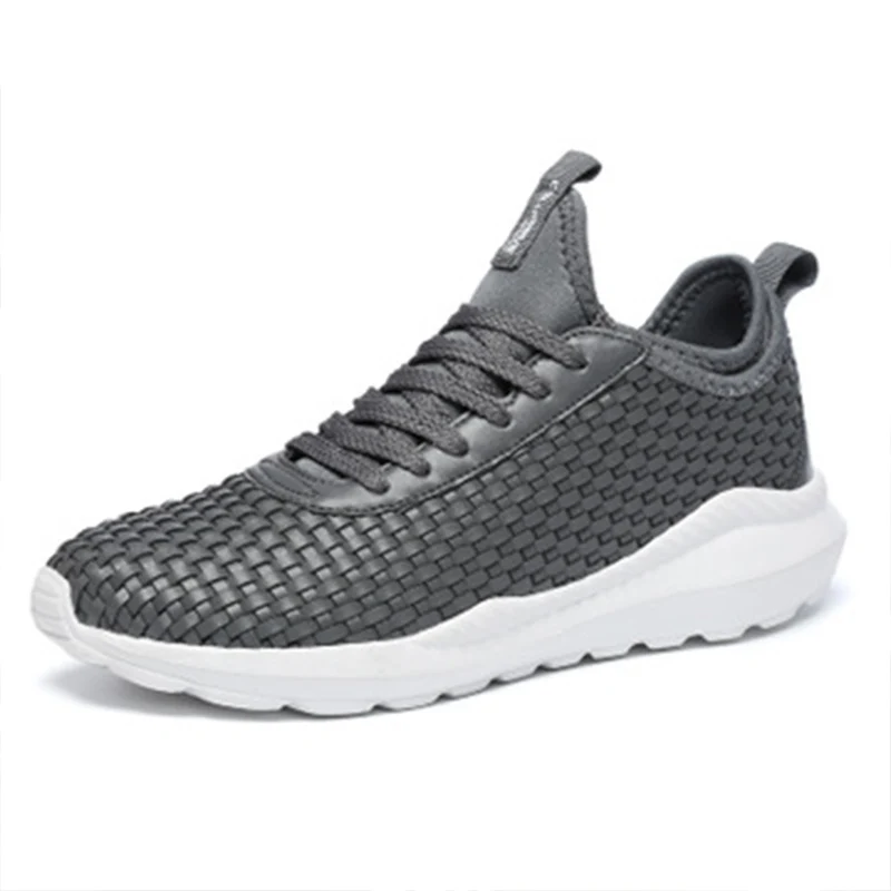 New 2019 breathable men's casual shoes woven fashion sports autumn spring large size 47 solid color promotion | Обувь