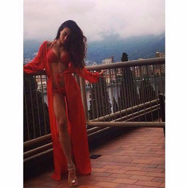 Пляжное платье-накидка кафтан парео саронги сексуальное шифоновое бикини