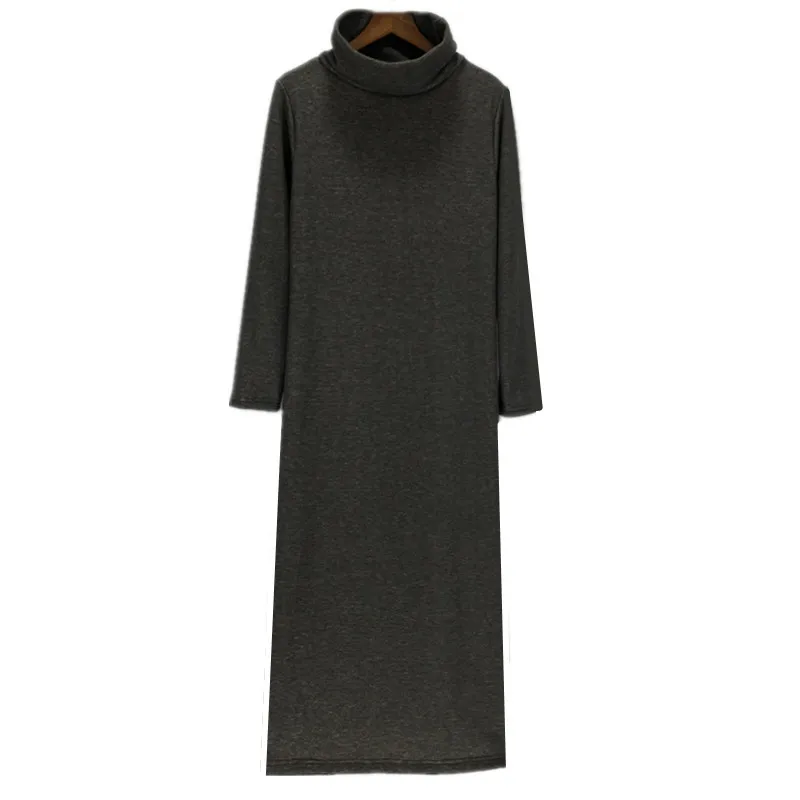 Весеннее сексуальное длинное платье 2020 теплое с высоким воротником женская