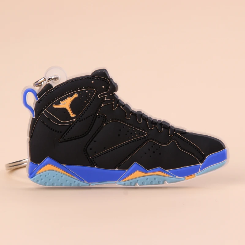 Picture Color13 Брелок Новые экзотические мини Jordan 7 ретро обуви ключевая цепь Для мужчин и Для женщин детские подарочные брелки на баскетбольных кроссовок ключ держатель Porte Clef - Цвет: Picture Color13