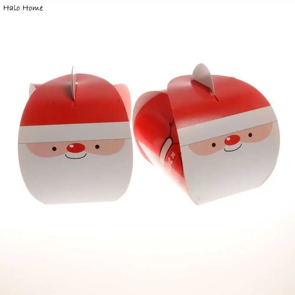 

High Quality Merry Christmas 5 Pcs Decoration Candy Biscuit Cake Box Red Paper Gift Box Santa Claus Gloves Party 7x10x12cm