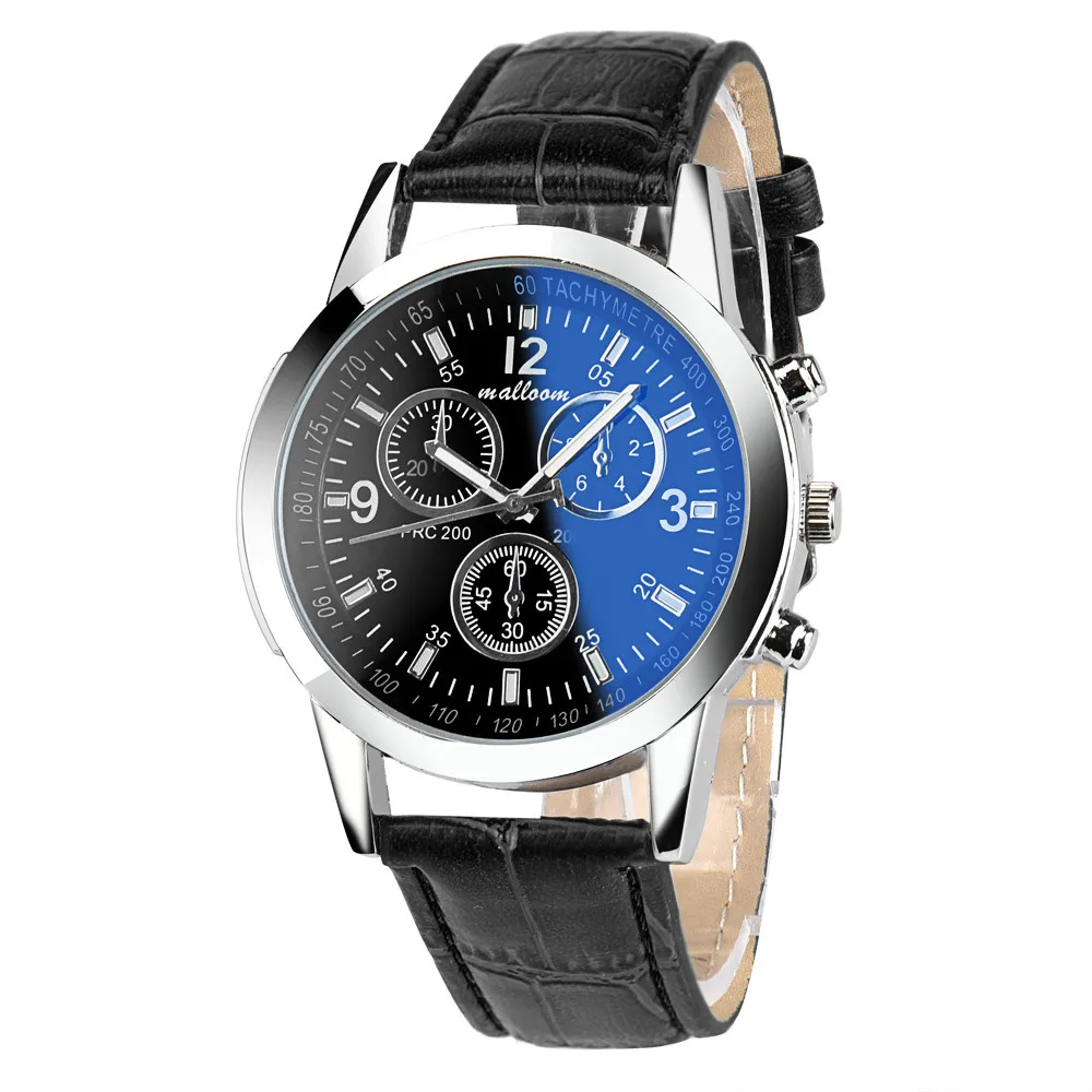 

Men Wristwatch Clock Luxury Fashion Faux Leather Blue Ray Glass Quartz Analog Watch Man Montre Homme 2021 relogio masculino