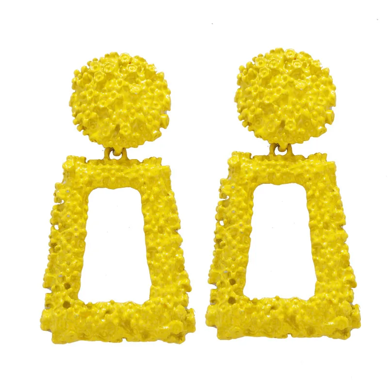 Yellow AENSOA, большие Винтажные серьги для женщин, модные геометрические металлические серьги, Висячие золотые серебряные трендовые имитация, массивные ювелирные изделия ZA - Окраска металла: Yellow