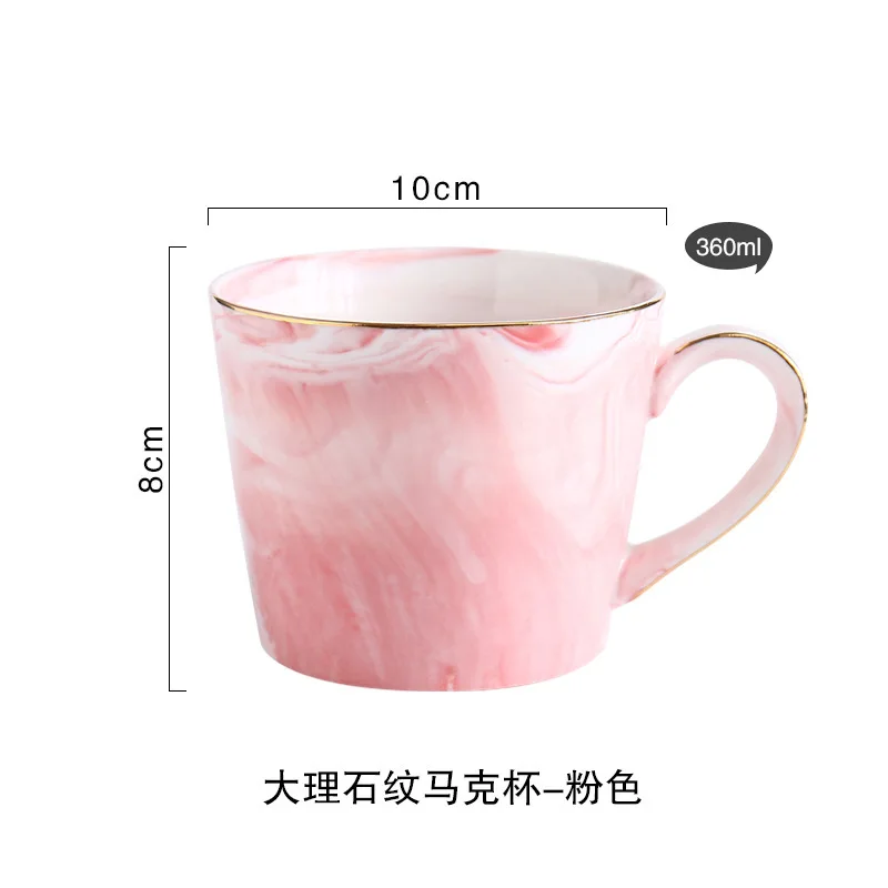 pink colour Роскошные европейские мраморные керамические стеклянные чашки кружки для кофе и молока 1 шт. серый розовый фарфоровая чашка для завтрака горячий креативный свадебный подарок - Color: pink colour