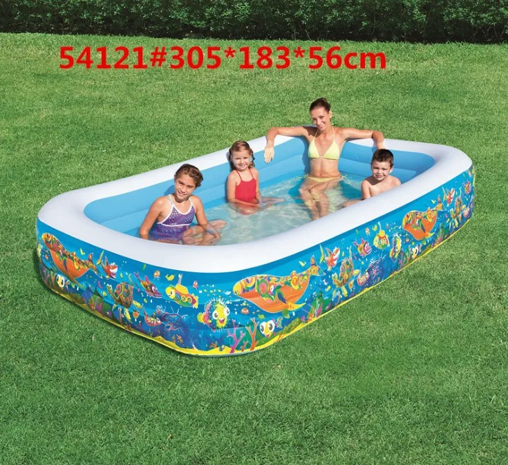 54121 Bestway 305x183x56cm Play Pool For Kids Rectangular 3-Ring Inflatable 1161 L Bath 10'x72&quotx22&quot Ball Baby | Спорт и