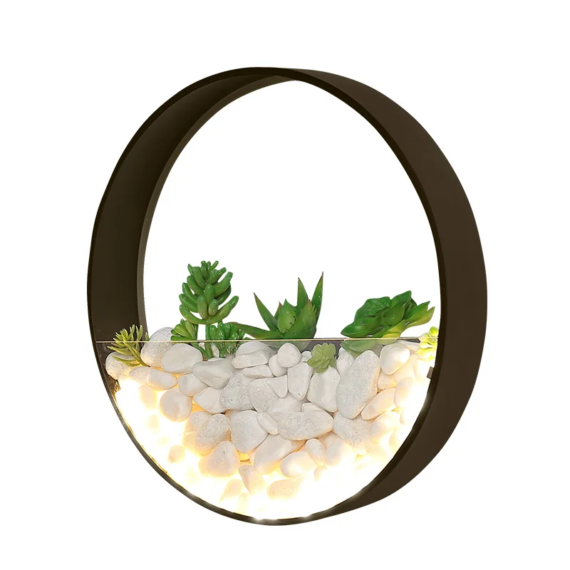 Настенный светильник светодиодный с растением + камнем|Комнатные настенные LED