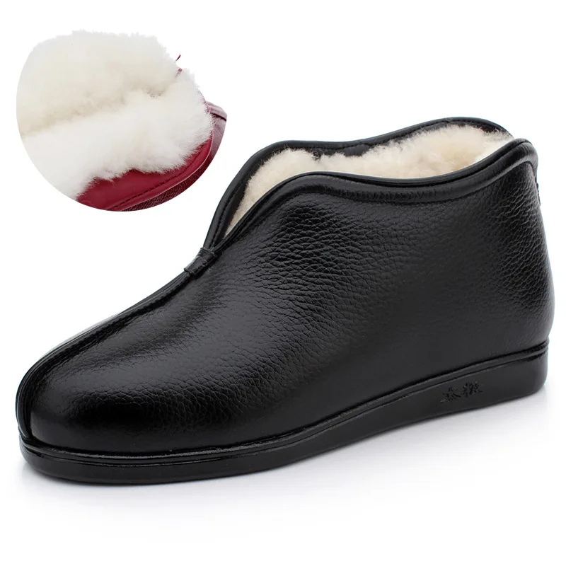 Mother Winter Wool Cotton Shoes "Women Winter Boots, Flat Shoes Ankle Boots Plus Size 41-44 snow Boots