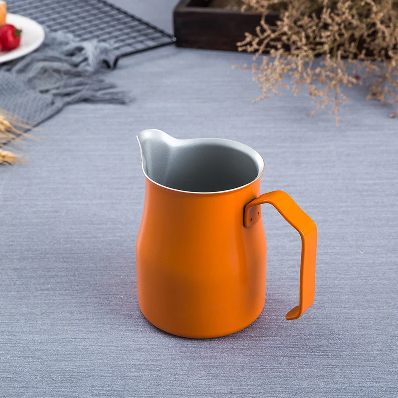 550ml orange Кувшин для кофе, молока Нержавеющая сталь кувшин для эспрессо Кофе Moka Капучино молоко напитки бариста Craft Кофе горшок - Color: 550ml orange