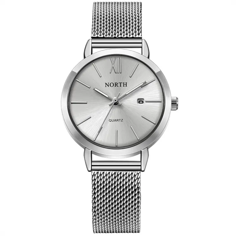 White Reloj Mujer NORTH женские часы люксовый бренд кварцевые часы Женская мода платье Простые водонепроницаемые женские повседневные деловые часы - Цвет: White
