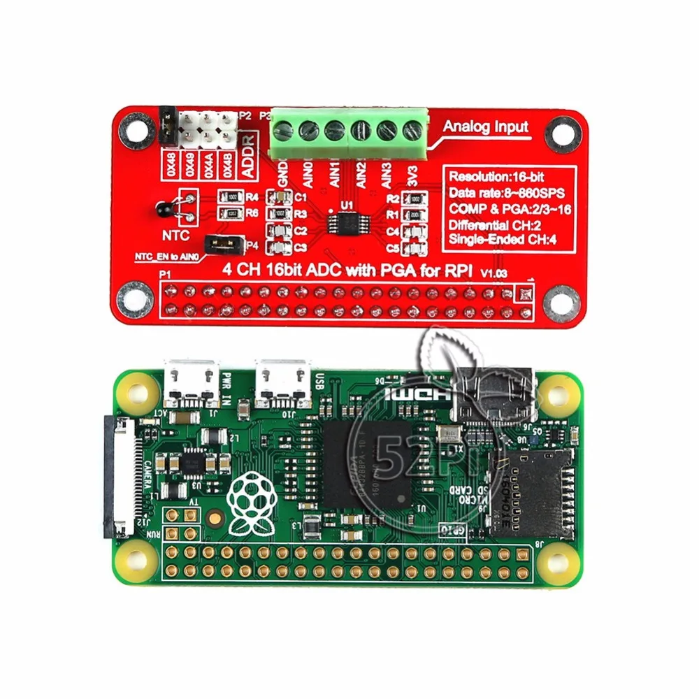 52Pi 16 бит I2C ADS1115 модуль АЦП 4 канала для Raspberry Pi 3/2 Модель B|raspberry pi 3|raspberry pipi 3 |