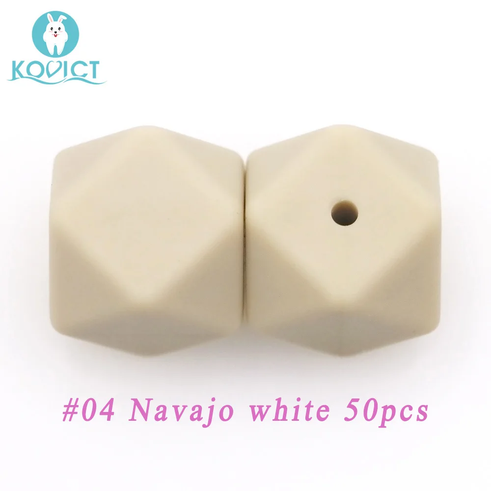 NO.04 Navajo white Kovict 17 мм 50 шт шестигранные Силиконовые Бусины Пищевой детский силиконовый стоматологический для изготовления ожерелья грызунов - Цвет: NO.04 Navajo white