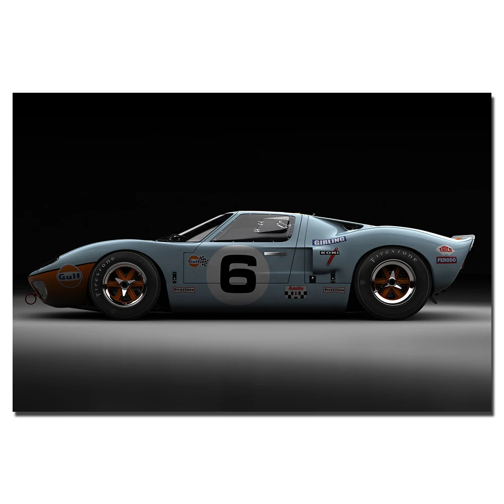 1969 Ford GT40 Le Mans суперкар настенные плакаты принты для художественных холстов декоративные Картины для домашнего декора
