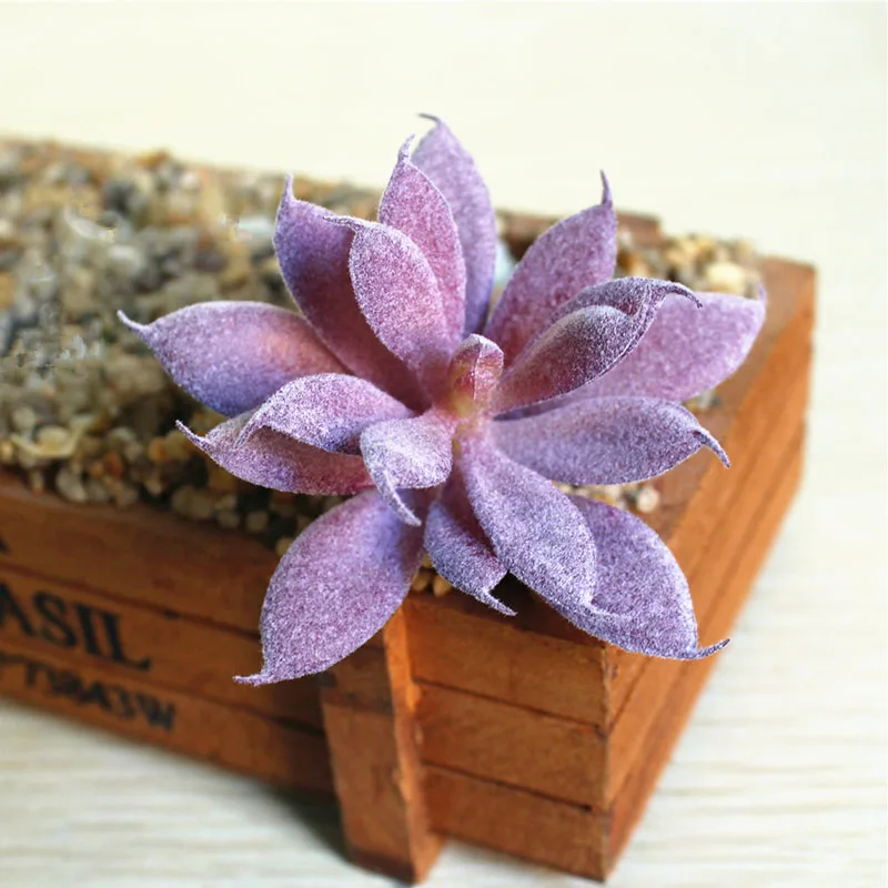 35 Charming Accessories Flocking DIY Mini Plant Plastic 1pc New Bridal Bouquet Fashion Purple Succulents Flower wall Floral - Цвет: 35