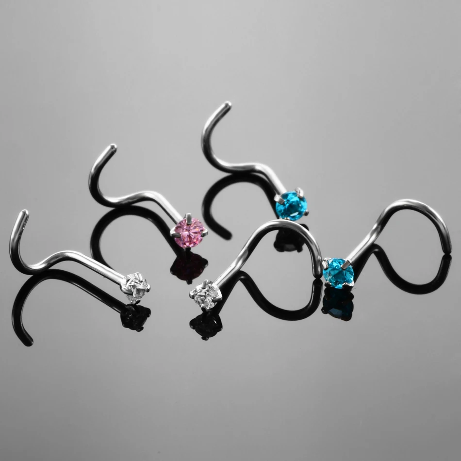 1 шт. стальные кольца для носа с фианитом 20 г|body jewelry|hoops studnose ring |