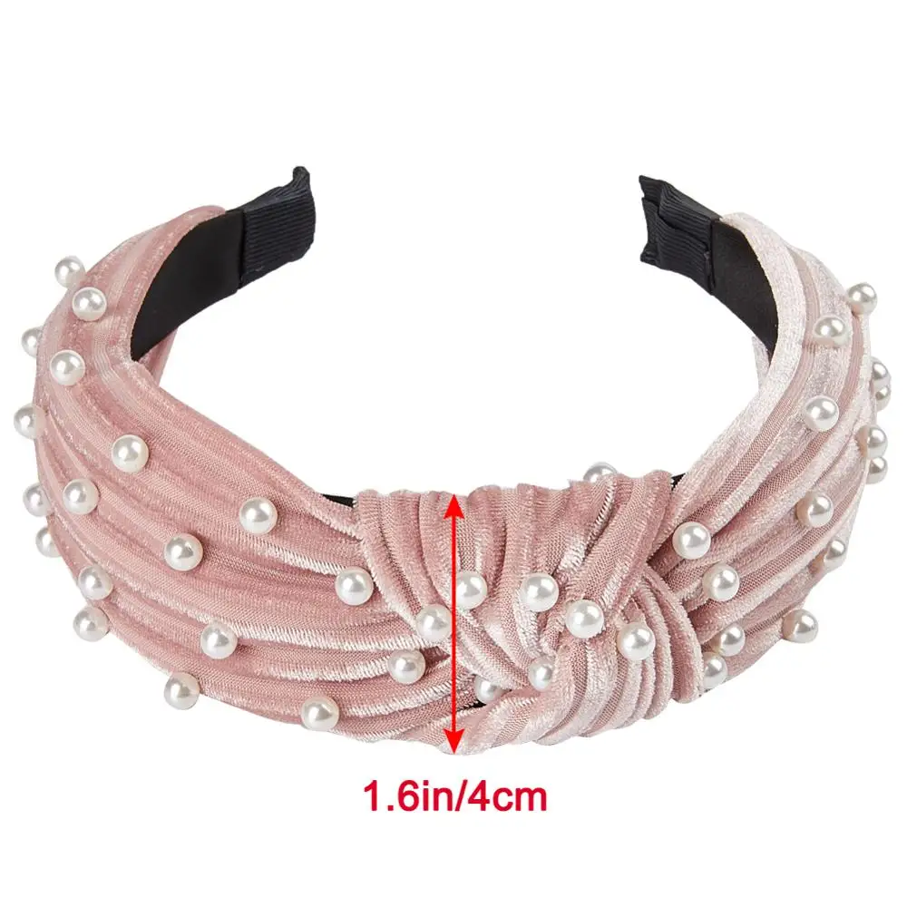 

Fioday New Gold Velvet Pearl Headband for Women Girls Center Knotted Popular Bezel Hairbands Womens Hair Accessories Wholesale