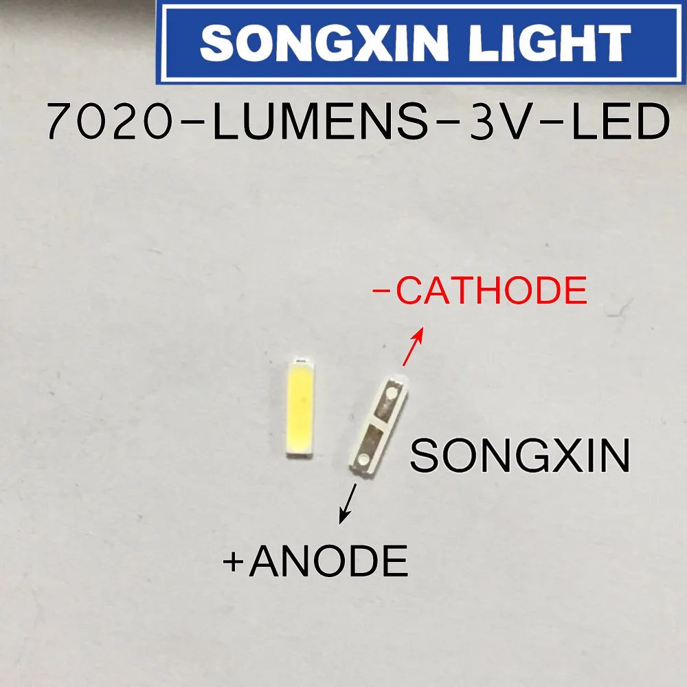 500 шт для люменов 7020 SMD светодиодный бисер 3В 0 5 Вт 150мА холодный белый ЖК Подсветка