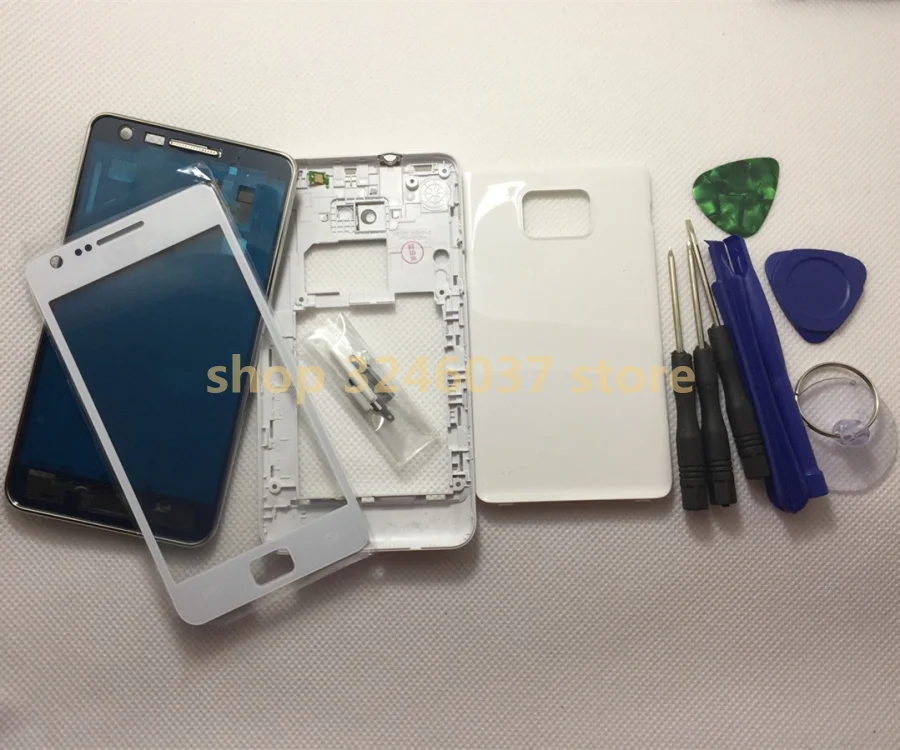 Полное покрытие корпуса для samsung Galaxy S2 I9100 (лицевая панель/средняя рамка + Задняя