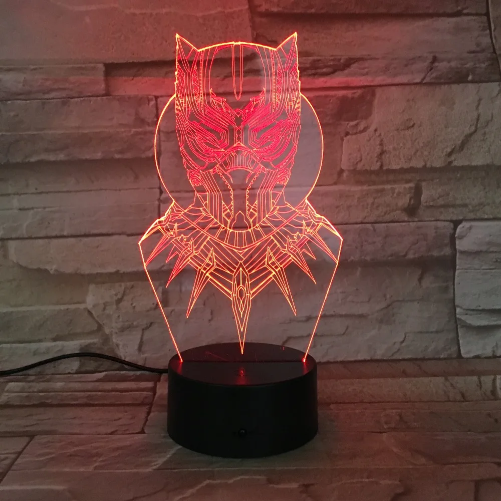 3D LED черный пантера ночной Светильник USB сенсорный светящийся супер герой Тор