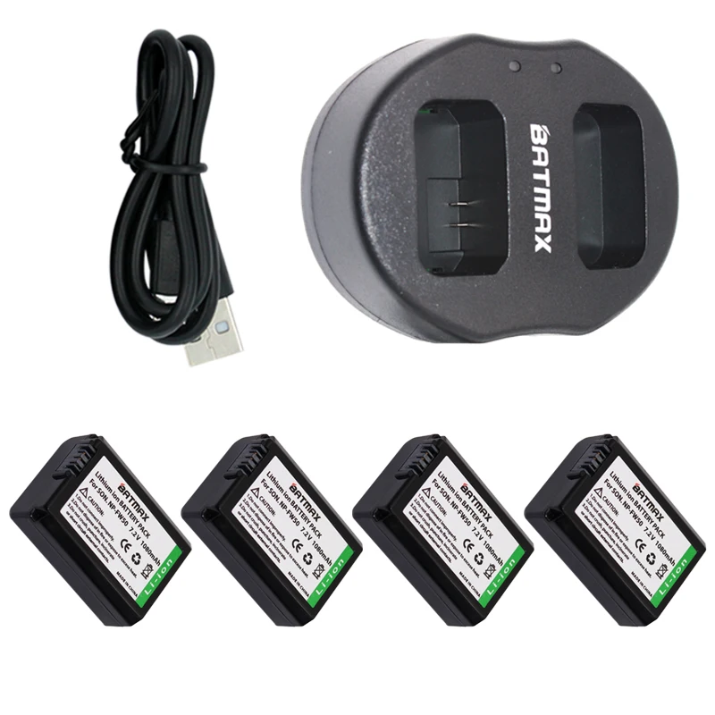 Двойное зарядное устройство USB и высокая Емкость NP FW50 батареи (4 Pack) для Sony Alpha 7 7R II